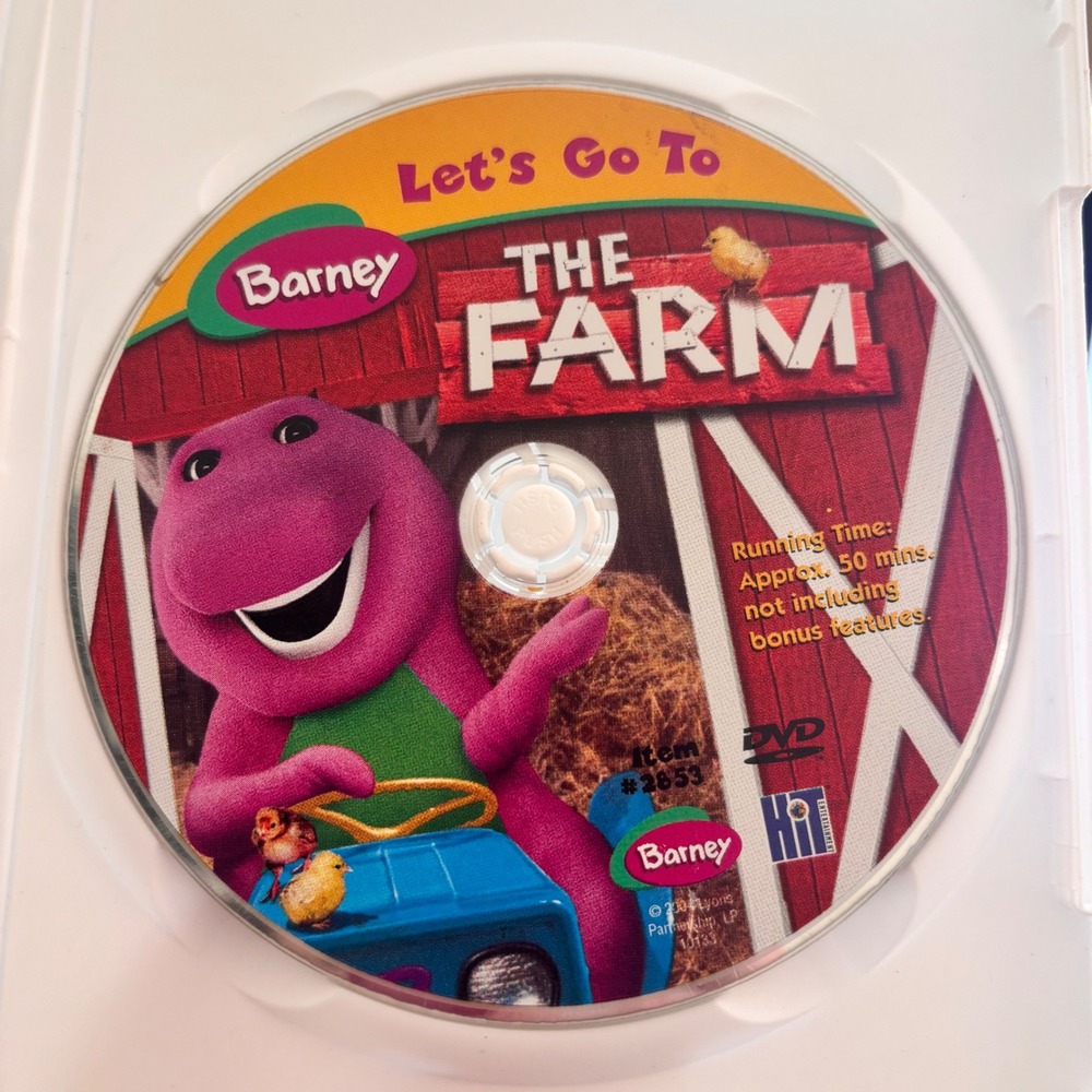 Barney Let's Go To The Farm DVD 2004 Kids Educational Musical Disc Only 2853